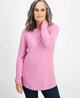 Style & Co Women's Cotton Curved-Hem Stitch Sweater, Created for Macy's