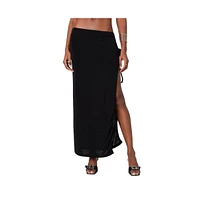 Edikted Women's Goldie Slitted Drawstring Maxi Skirt