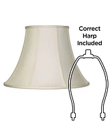 Set of 2 Flared Bell Lamp Shades Cream Large 9" Top x 18" Bottom x 13" High Spider with Replacement Harp and Finial Fitting - Imperial Shade