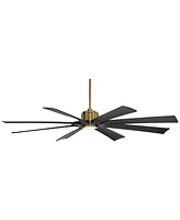 70" Defender Modern Outdoor Ceiling Fan with Led Light Remote Control Soft Brass Matte Black Damp Rated for Patio Exterior House Home Porch Gazebo Gar