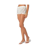 Edikted Women's Peach Open Crochet Shorts