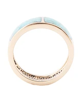 Barse Inlay Genuine Turquoise Golden Bronze Rectangle Ring