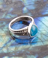 Barse Astro Genuine Blue Apatite Teardrop Sterling Silver Ring