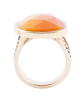 Barse Sky Orange Quartz Golden Bronze Abstract Ring