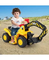 Costway Kids Ride On Excavator Pretend Play Toy Tractor
