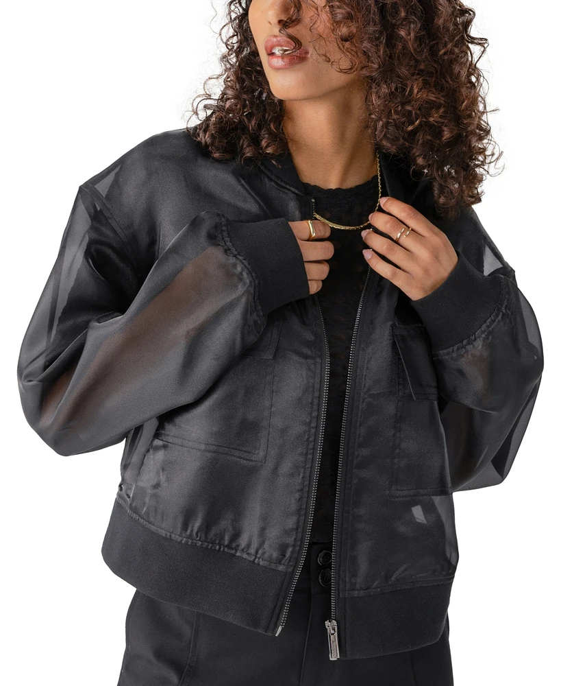 Sanctuary Women's Skyline Organza Faux-Leather Bomber Jacket