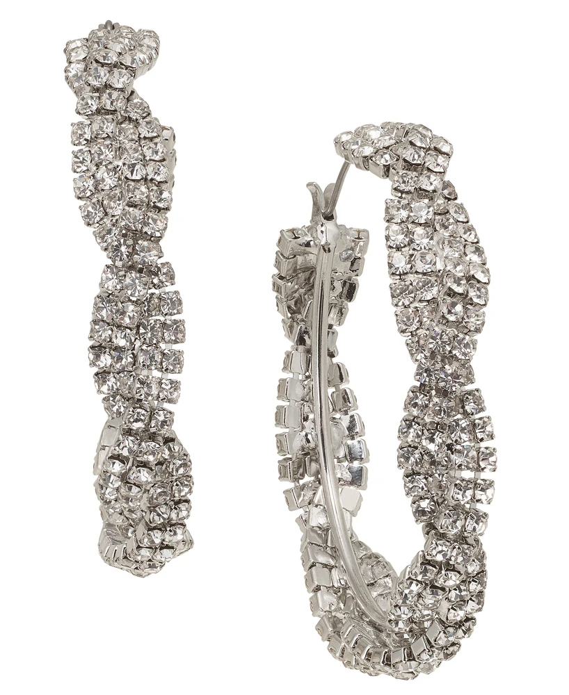 I.n.c. International Concepts Medium Pave Twist Hoop Earrings, 1.5", Created for Macy's