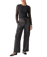 Sanctuary Women's Eve Semi-High-Rise Satin Cargo Pants