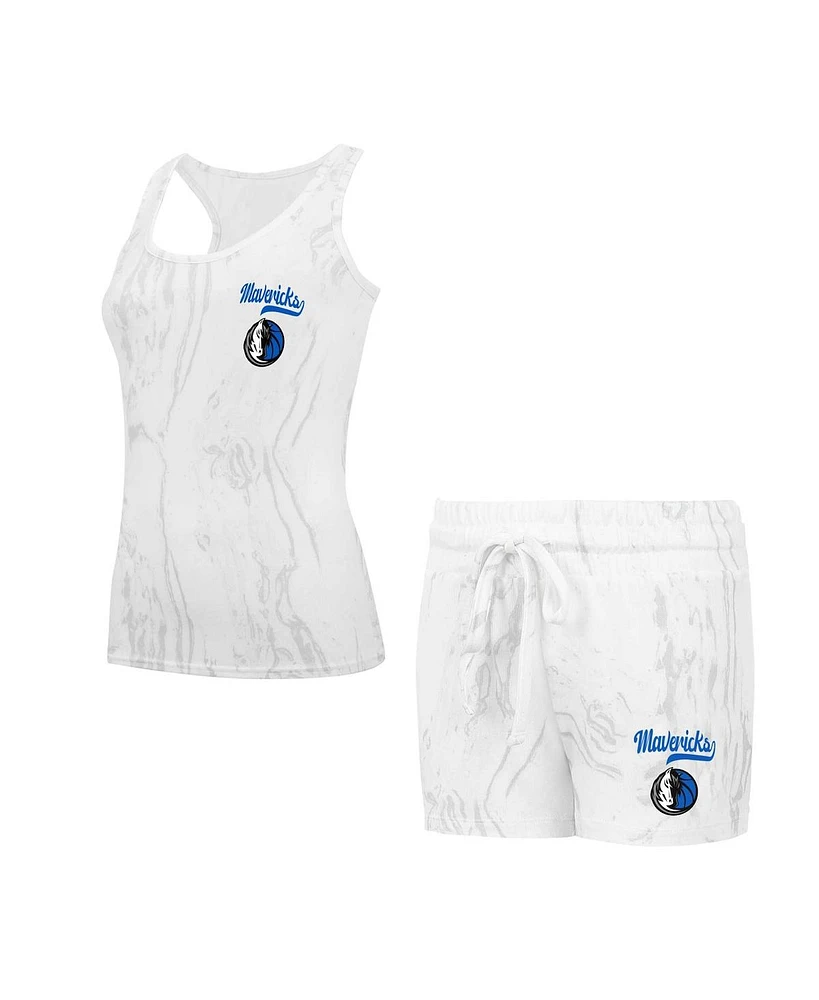 Concepts Sport Women's White Dallas Mavericks Quartz Tank Top Shorts Set