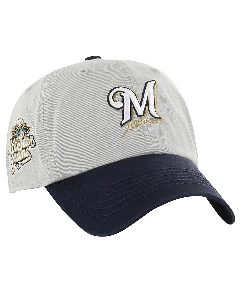 '47 Brand Men's Gray/Navy Milwaukee Brewers Sure Shot Classic Franchise Fitted Hat