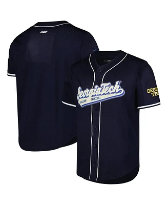 Pro Standard Men's Navy Georgia Tech Yellow Jackets Mesh Full-Button Replica Baseball Jersey