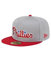 New Era Men's Gray Philadelphia Phillies Pivot Mesh 59FIFTY Fitted Hat