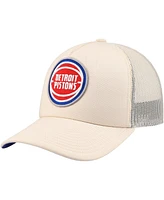 Mitchell & Ness Men's Cream Detroit Pistons Trucker Adjustable Hat