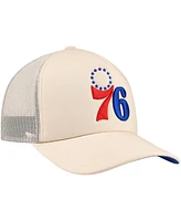 Mitchell & Ness Men's Cream Philadelphia 76ers Trucker Adjustable Hat