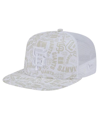 New Era Men's White San Francisco Giants Logo Dunes A-Frame Trucker 9FIFTY Snapback Hat