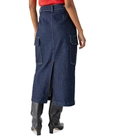 Sanctuary Women's Essential Denim Midi Cargo Skirt