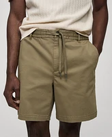 Mango Men's Drawstring Detail Cotton Shorts