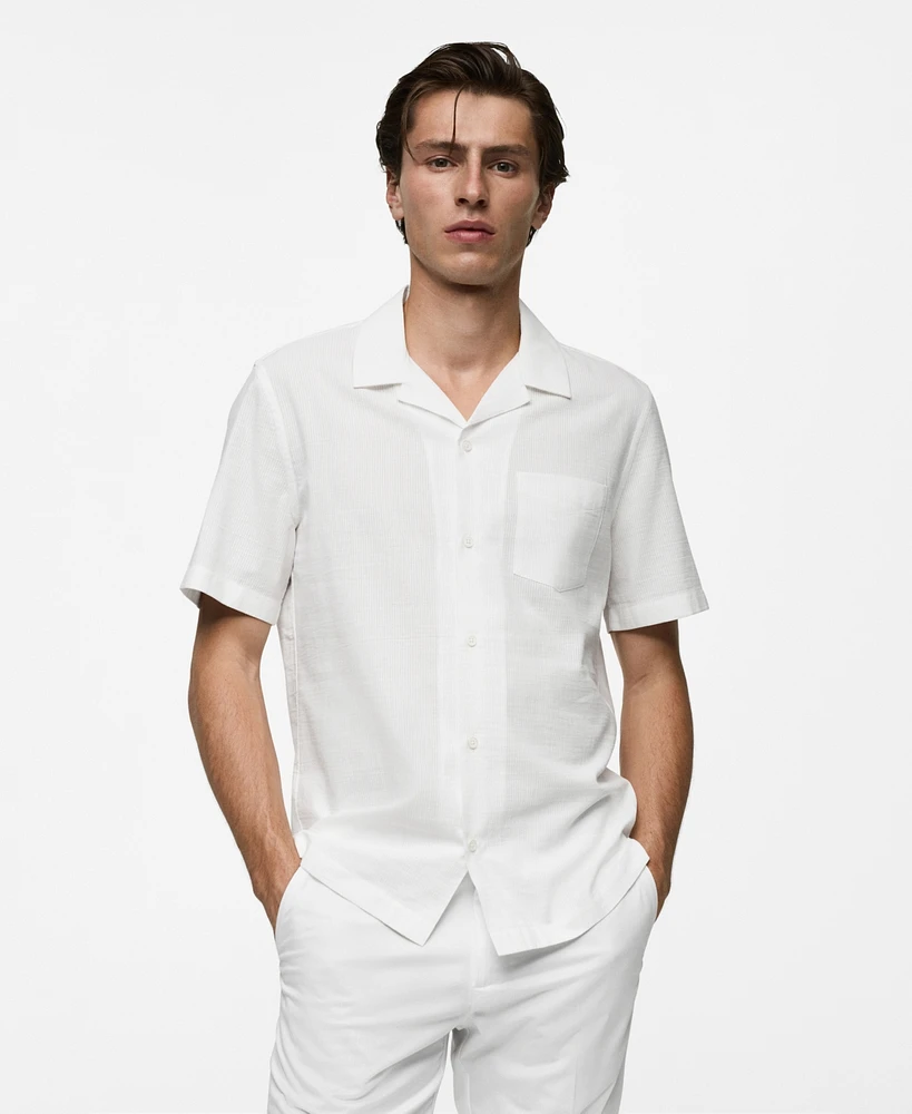 Mango Men's Cotton Seersucker Regular-Fit Shirt