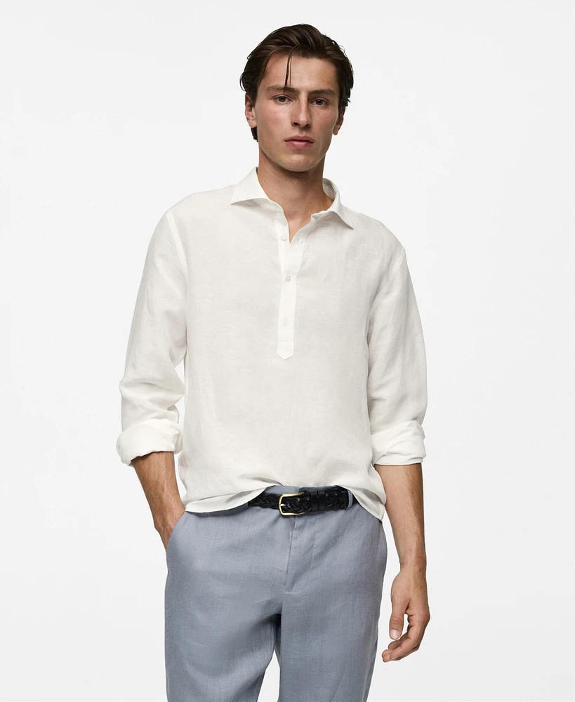 Mango Men's Relaxed Fit Linen Shirt