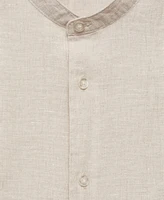 Mango Men's Linen Mao Collar Shirt