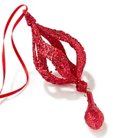 Holiday Lane Burgundy & Blush Glitter Ornament with Drop, Exclusively at Macy's