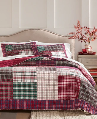 Charter Club Tartan Patchwork Cotton Flannel Quilt, Full/Queen, Exclusively at Macy's