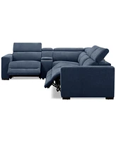 Nevio 5-Pc. Fabric Power Headrest L-Shape Sectional and Console with Motion Chairs