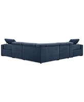 Nevio 6-Pc. Fabric Power Headrest L-Shaped Sectional and Console with 2 Motion Chairs