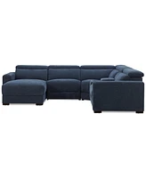 Nevio -Pc. Fabric Power Headrest Sectional and Chaise with 2 Motion Chairs