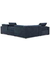 Nevio -Pc. Fabric Power Headrest Sectional and Chaise with 2 Motion Chairs