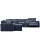 Nevio 6-Pc. Fabric Power Headrest Sectional with Chaise & Console and 1 Motion Chair