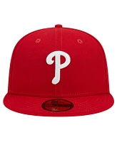 New Era Men's Red Philadelphia Phillies Logo 59FIFTY Fitted Hat