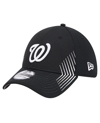 New Era Men's Black Washington Nationals Active Dash Mark 39THIRTY Flex Hat