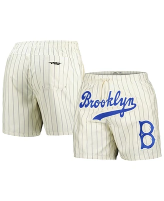 Pro Standard Men's Cream Brooklyn Dodgers Cooperstown Collection Pinstripe Retro Classic Woven Shorts