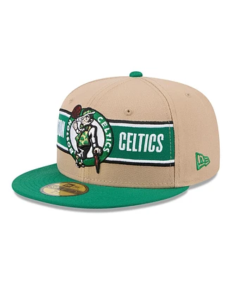 New Era Men's Tan/Kelly Green Boston Celtics 2024 Nba Draft 59FIFTY Fitted Hat