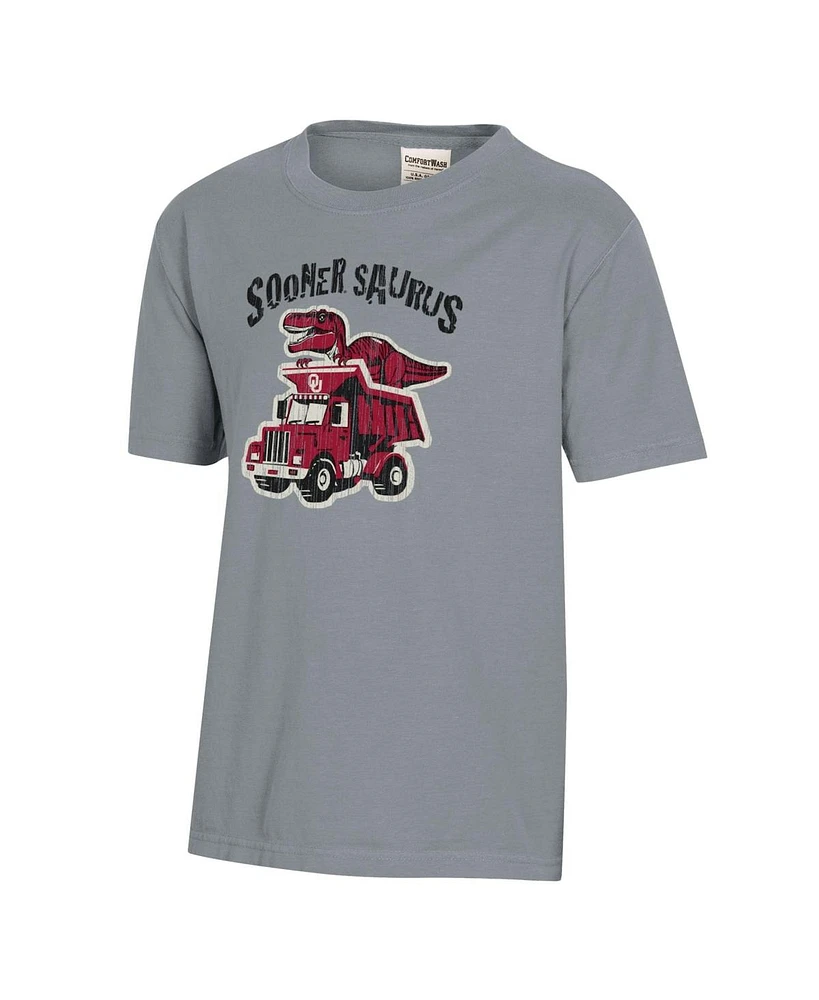 ComfortWash Big Boys and Girls Gray Oklahoma Sooners Dino Truck T-Shirt