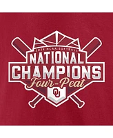 Fanatics Men's and Women's Crimson Oklahoma Sooners Four-Peat Ncaa Softball College World Series Champions Logo T-Shirt