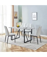 Simplie Fun 5-Piece Dining Set with Ergonomic Chairs, Sturdy Black Metal