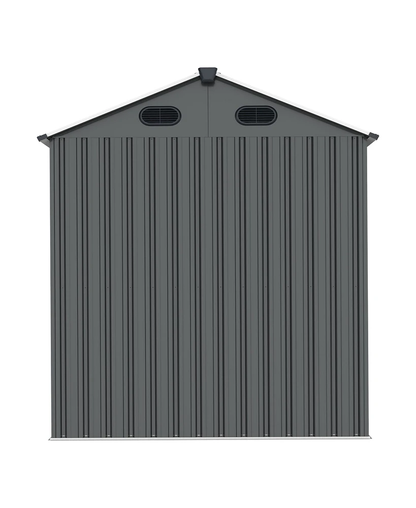Simplie Fun 8x6 Ft Reinforced Steel Shed with Floor Frame for Storage and Protection