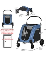 Streamdale Furniture Foldable Oxford Pet Stroller with Ventilation and Safety for Medium Dogs