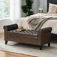 Streamdale Furniture Contemporary Diamond Tufted Storage Ottoman with Rolled Arms