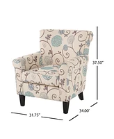 Charming Contemporary Floral Club Chair with Tapered Birch Legs