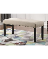 Simplie Fun Fabric Dining Bench with Nailhead Trim, Tan