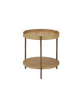 Set of 2 Stylish Coffee and End Table with Raised Edge for Safety