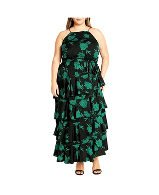 City Chic Plus Joelle Print High Neck Maxi Dress