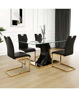 Streamdale Furniture Elegant Dining Set with Glass and High Gloss Lacquered Legs (SKUW210S00056)