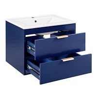 Modern Wall Mount Bathroom Vanity with Undermount Porcelain Sink and Mdf Cabinet