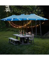 Streamdale Furniture 15ft Double-Sided Market Umbrella with Crank Lift for Ample Shade