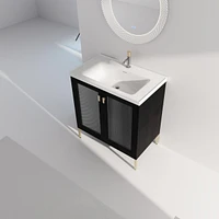 32Inch Freestanding Bathroom Vanity Plywood With Ceramic Sink, Soft Closing Door