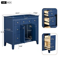 Modern Bathroom Vanity with Large Storage Space in Mdf Wood & Solid Wood